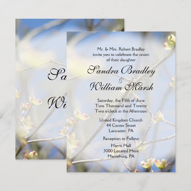 Frühjahrsblüten - Einladung zur Hochzeit (Vorne/Hinten)