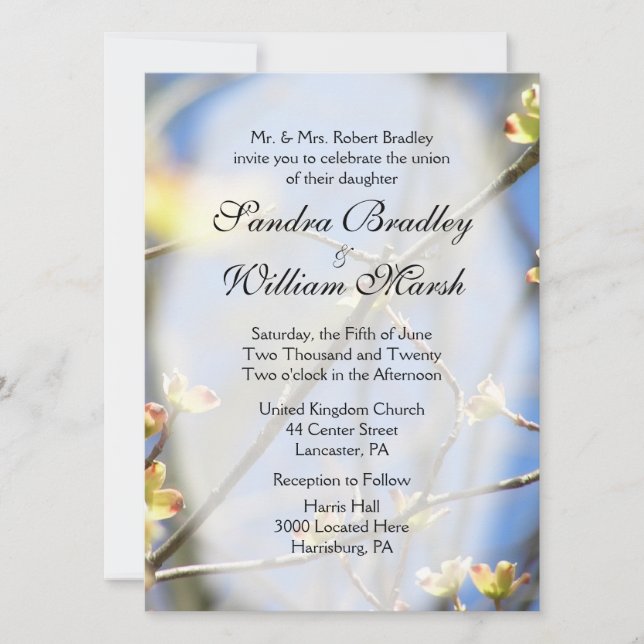 Frühjahrsblüten - Einladung zur Hochzeit (Vorderseite)