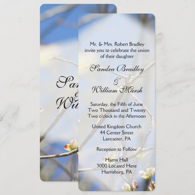 Frühjahrsblüten - Einladung zur Hochzeit (Vorne/Hinten)