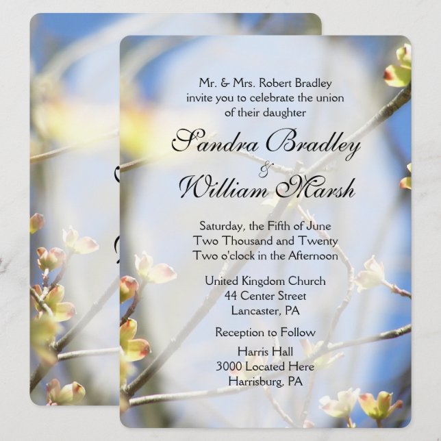 Frühjahrsblüten - Einladung zur Hochzeit (Vorne/Hinten)