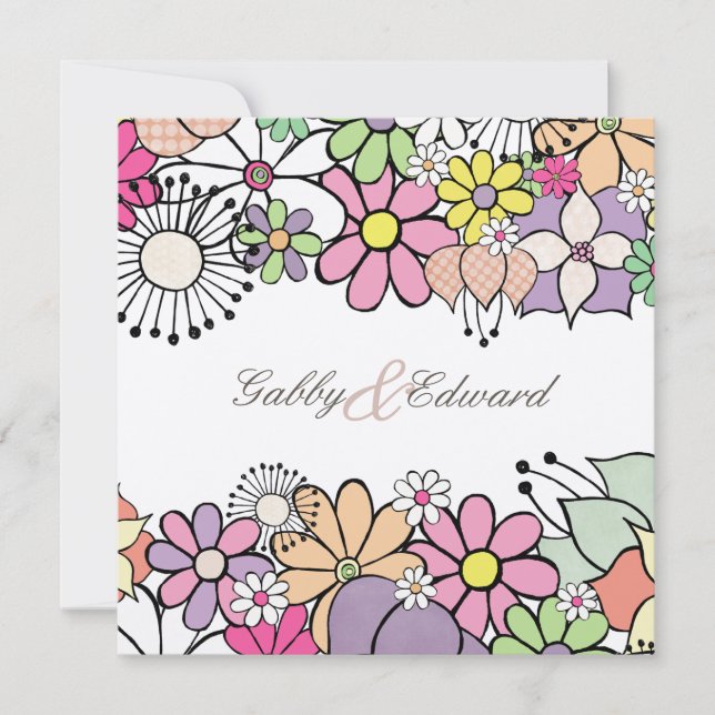 Frühjahrsblüten nach Maß Einladung zur Hochzeit (Vorderseite)