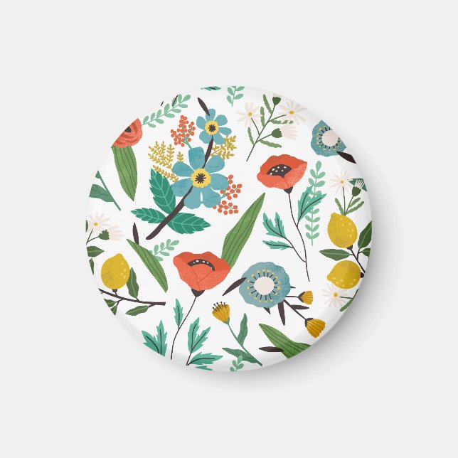 Frühjahrsblüten: Nahtloses Muster Magnet (Vorne)