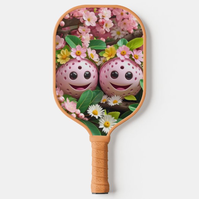 Frühjahrsblüten Pickleball - Frische und blumenrei Schläger (Vorderseite)