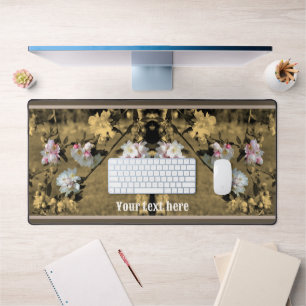 Frühjahrsblüten Sepia teilweise Farbe Personalisie Schreibtischunterlage
