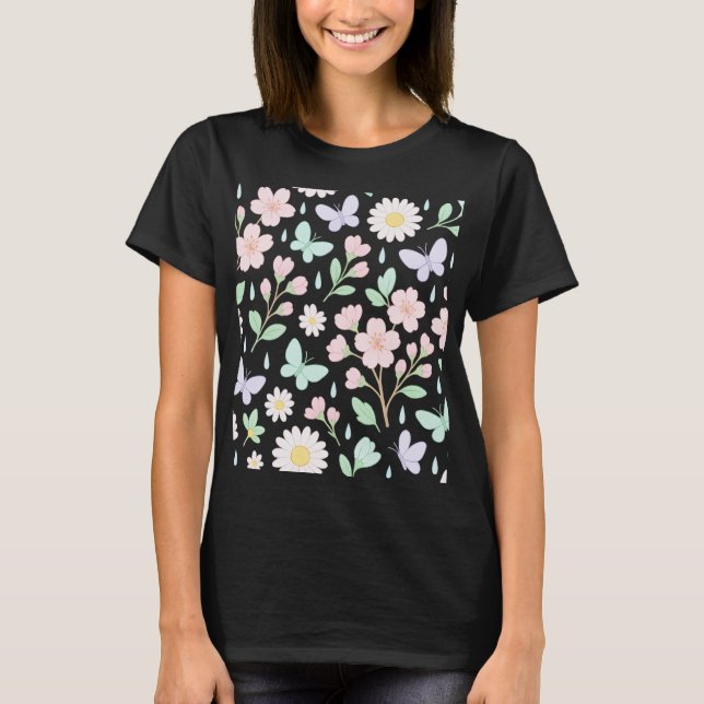 Frühjahrsblütenmuster T-Shirt (Vorderseite)