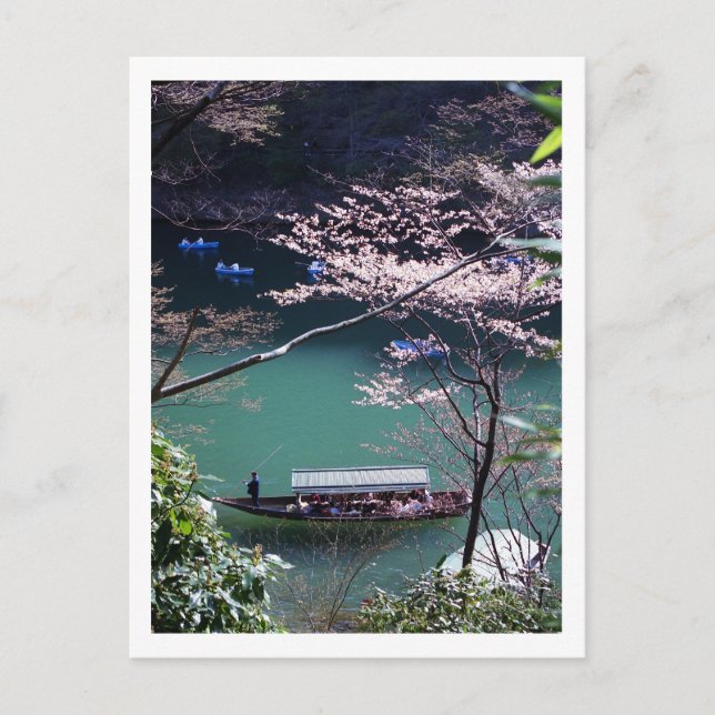 Frühjahrsboot in Arashiyama Postkarte (Vorderseite)