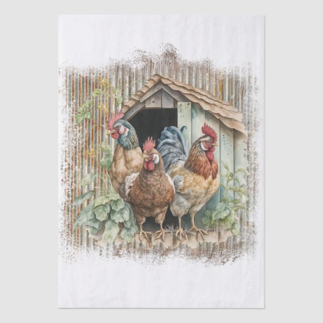 Frühjahrsfarmhühner Seidenpapier (Vorderseite)