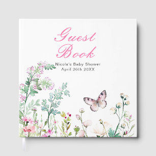 Frühjahrsgrüne Schmetterlings-Blumenhochzeit Gästebuch