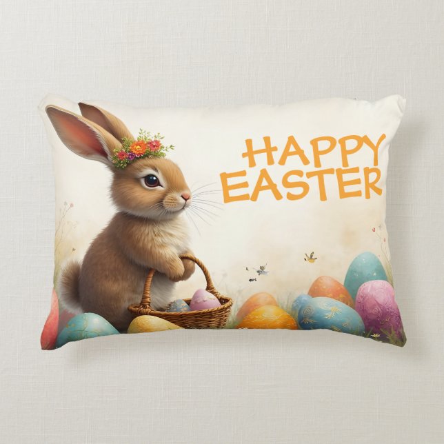Frühjahrsgruß vom Osterhasen Dekokissen (Vorderseite)