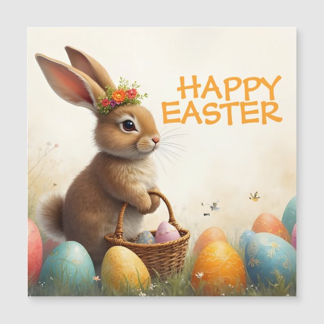 Frühjahrsgruß vom Osterhasen Magnetkarte (Vorderseite)