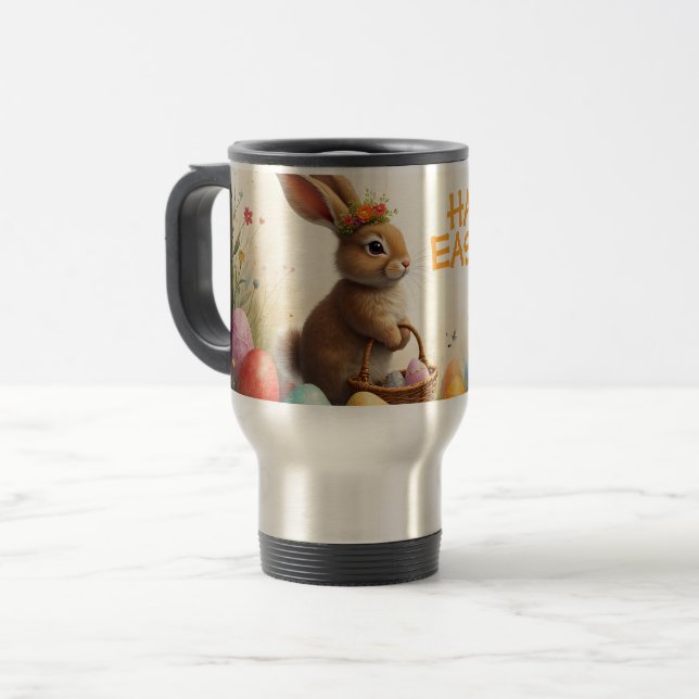 Frühjahrsgruß vom Osterhasen Reisebecher (Vorderseite Links)
