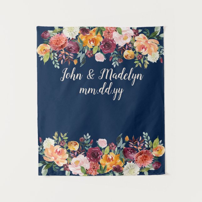 Frühjahrsheirat Hintergrund Boho Empfang Foto Stan Wandteppich (Vorderseite)