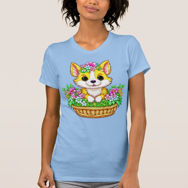 Frühjahrshund Niedlicher Hund in Blume T-Shirt (Vorderseite)