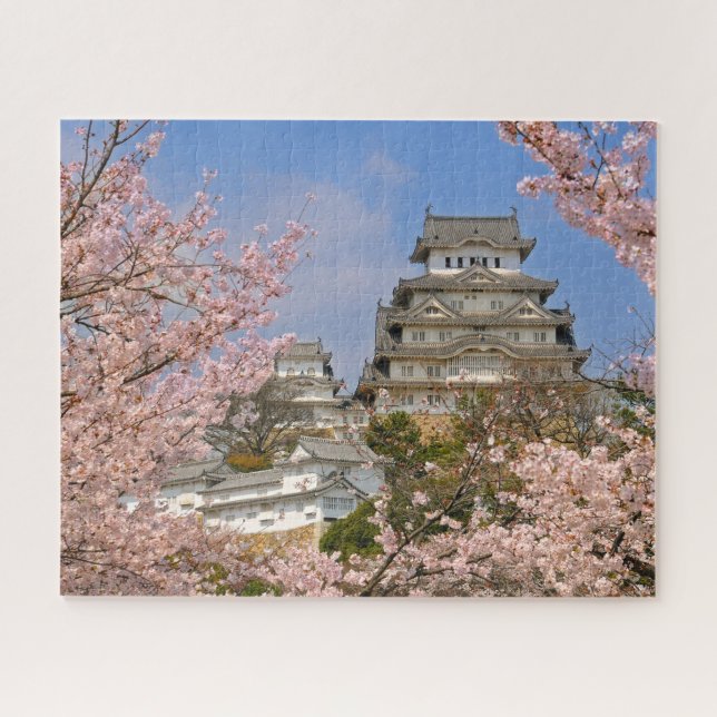 Frühjahrskirsche Blüten auf Himeji Castle in Japan Puzzle (Horizontal)