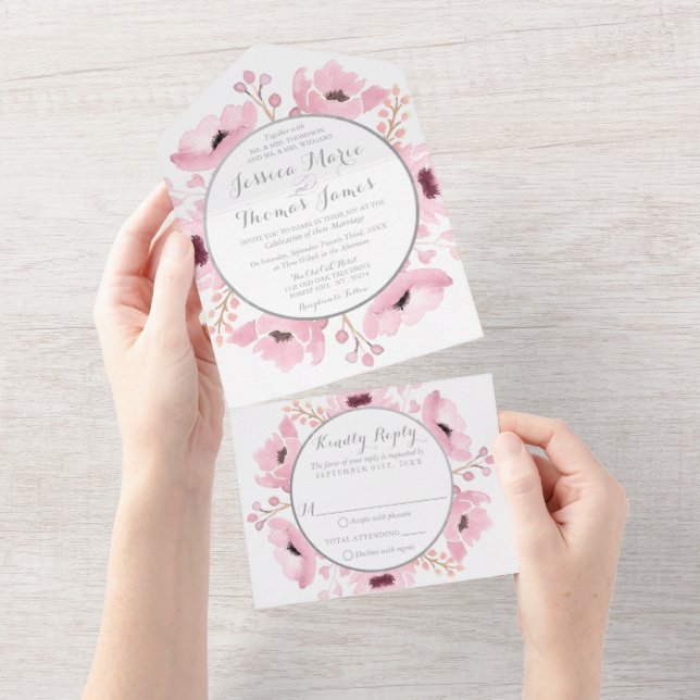 Frühjahrskolben Hochzeitskollektion All In One Einladung (Abreißen)