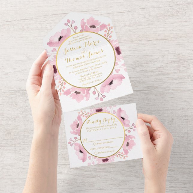 Frühjahrskolben Hochzeitskollektion All In One Einladung (Abreißen)