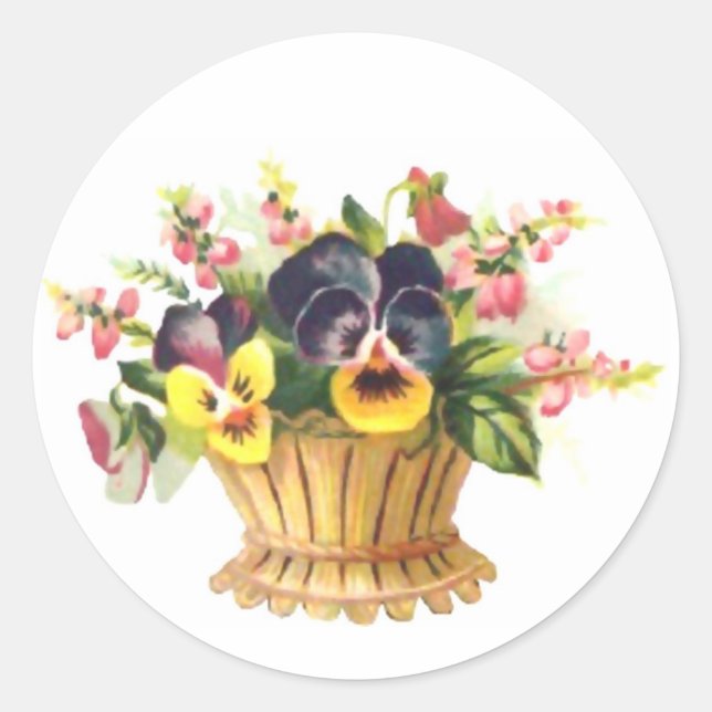 Frühjahrskorb der Blume Runder Aufkleber (Vorderseite)