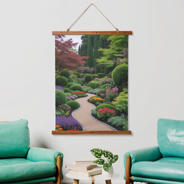Frühjahrslandschaft Wandteppich Mit Holzrahmen (Wohnzimmer)
