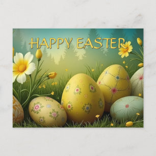 Frühjahrsmagie mit Ostereiern in einem Meer von Bl Feiertagspostkarte