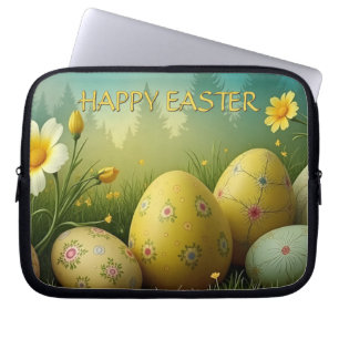 Frühjahrsmagie mit Ostereiern in einem Meer von Bl Laptopschutzhülle