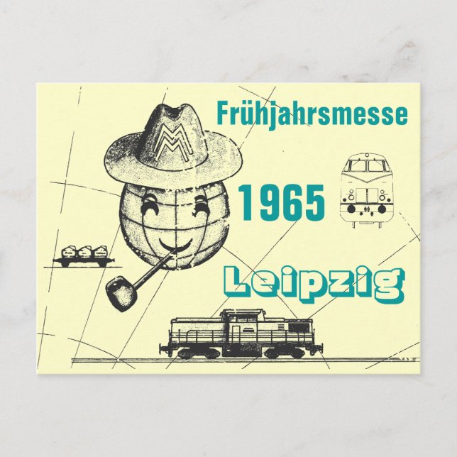 Frühjahrsmesse 1965 Leipzig Werbedesign DDR Postkarte (Vorderseite)