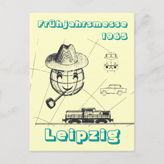 Frühjahrsmesse Leipzig Werbedesign DDR Postkarte (Vorderseite)