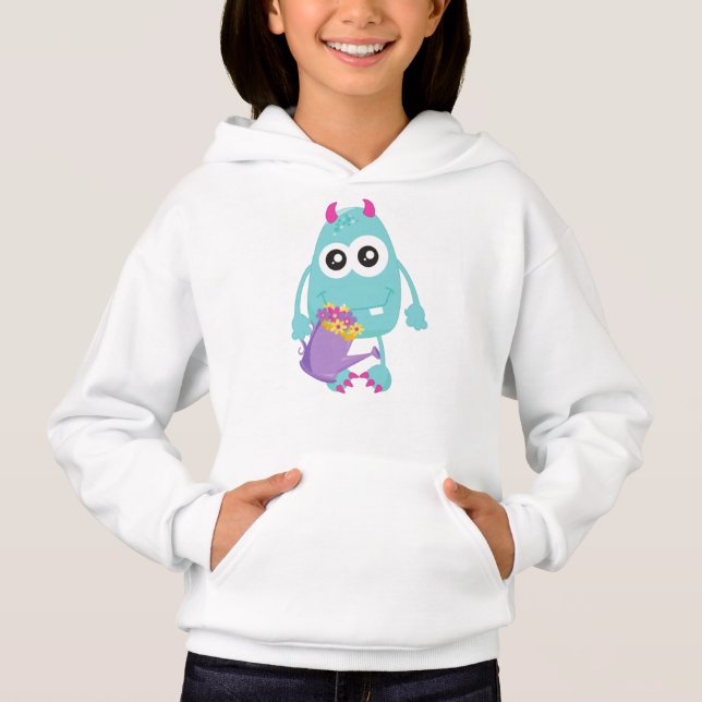 Frühjahrsmonster, Blaumonster, Blume, Hörner Hoodie (Vorderseite)