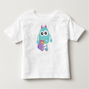 Frühjahrsmonster, Blaumonster, Blume, Hörner Kleinkind T-shirt