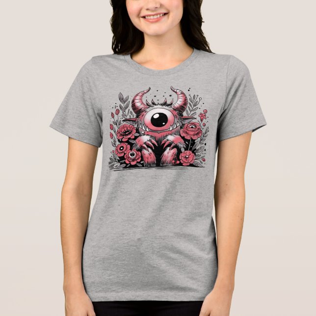 Frühjahrsmonster der Blume Tri-Blend Shirt (Vorderseite)
