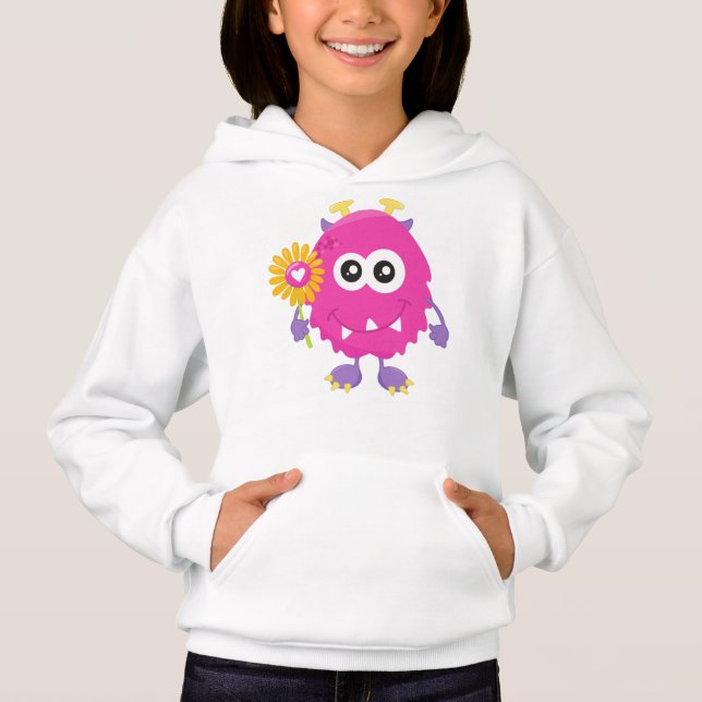 Frühjahrsmonster, rosa Monster, Blume, Hörner Hoodie (Vorderseite)