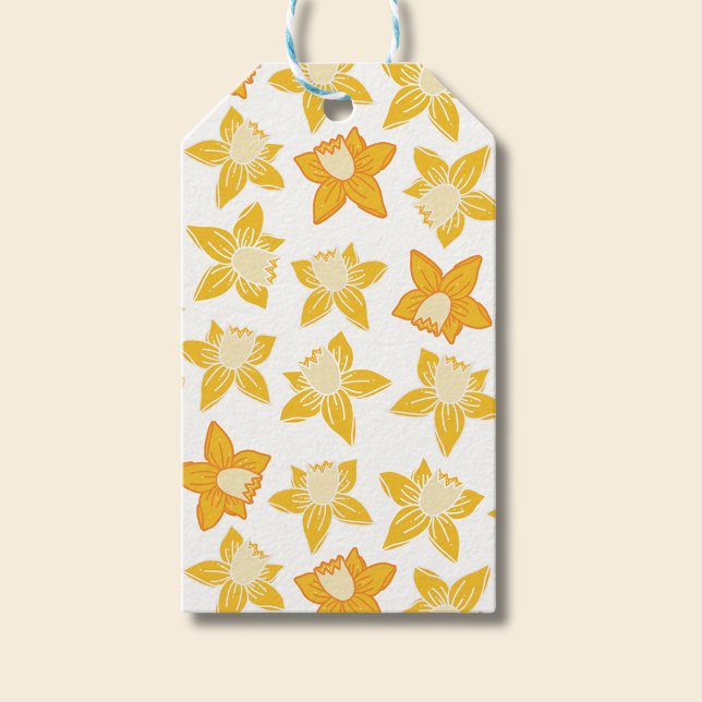Frühjahrsmuster Geschenkanhänger (Daffodil spring floral gift tag)