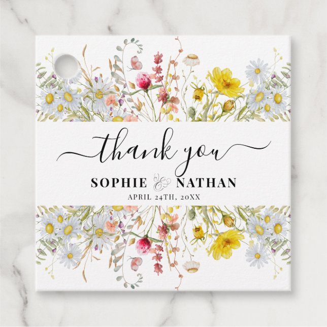Frühjahrsommer-Wildblume | Dankeschön Karte Geschenkanhänger (Vorderseite)