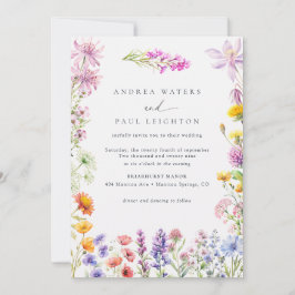 Frühjahrsommer-Wildblume | Farbenfrohe Blumenhochz Einladung