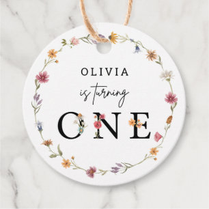Frühjahrsparty Wildblume Erster Geburtstag Geschenkanhänger