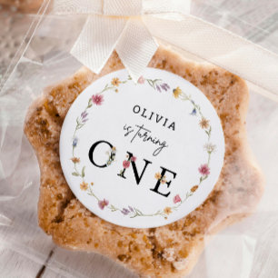 Frühjahrsparty Wildblume Erster Geburtstag Runder Aufkleber