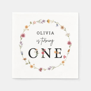 Frühjahrsparty Wildblume Erster Geburtstag Serviette
