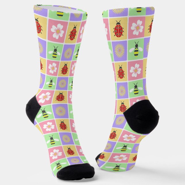 Frühjahrspatches Socken (Gewinkelt)