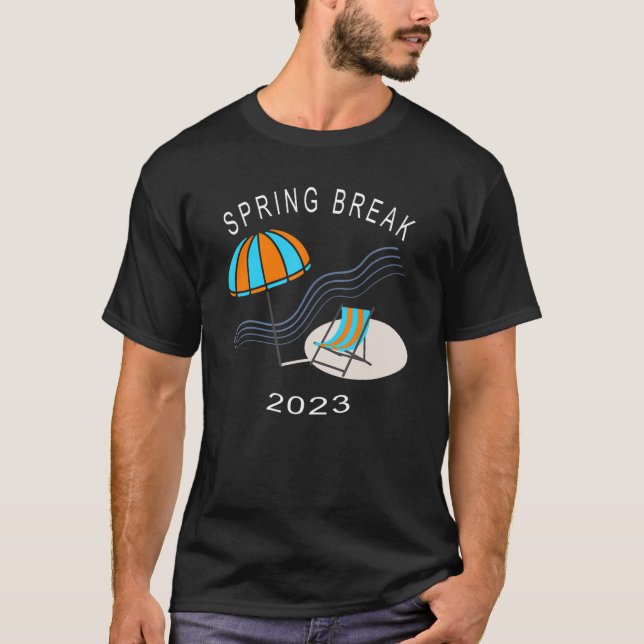 Frühjahrspause 2023 Strandstuhl Umbrella Artwork T-Shirt (Vorderseite)