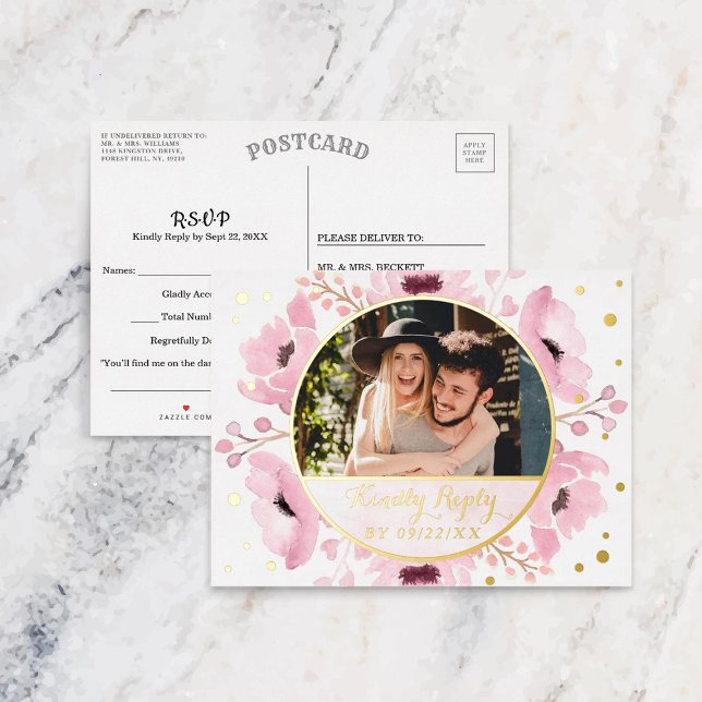 Frühjahrspinken Blumenzwiebelbläschen RSVP Real Folie Einladungspostkarte (Von Creator hochgeladen)