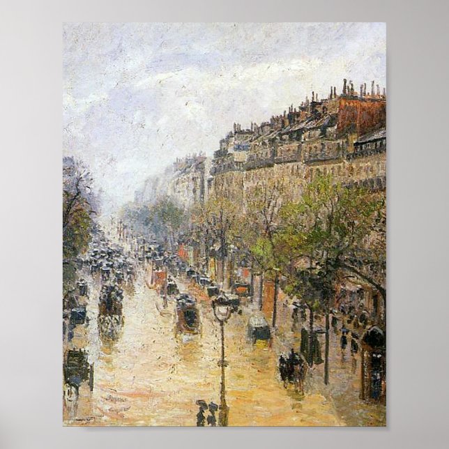 Frühjahrsregen in Montmartre von Camille Pissarro Poster (Vorne)