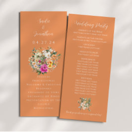 Frühjahrssaison Apricot Peach Floral Wedding Programm