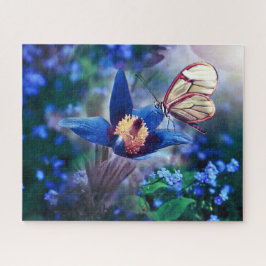 Frühjahrsschmetterling auf blauer Blume Puzzle
