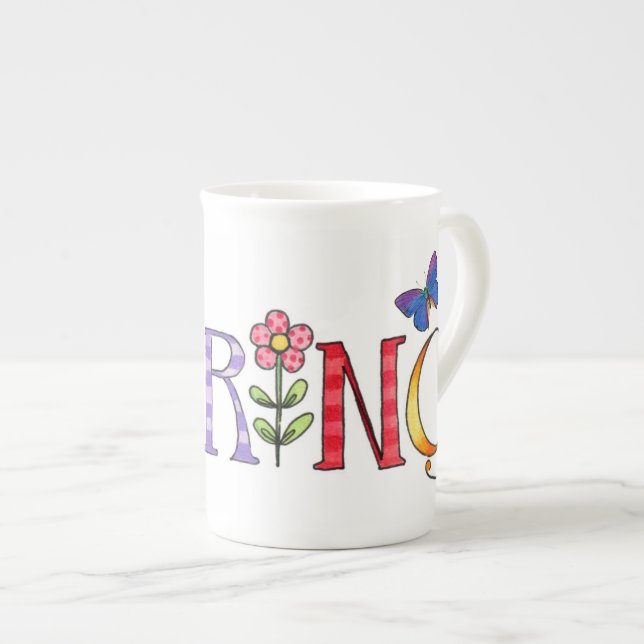 Frühjahrsschmetterlinge Tasse Cup Knochen China (Vorderseite Rechts)