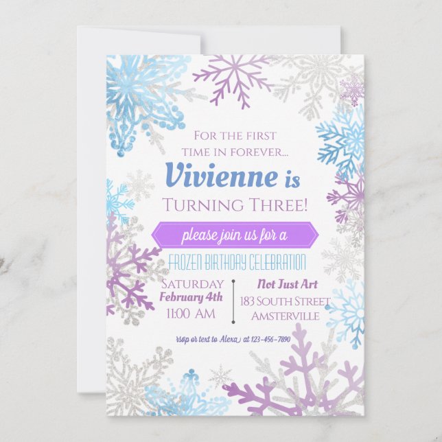 Frühjahrsschneeflocken Einladung zum Geburtstag (Vorderseite)