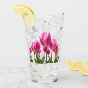 Frühjahrsstil Küchendekor Rosa Tulpen Trinkglas Glas