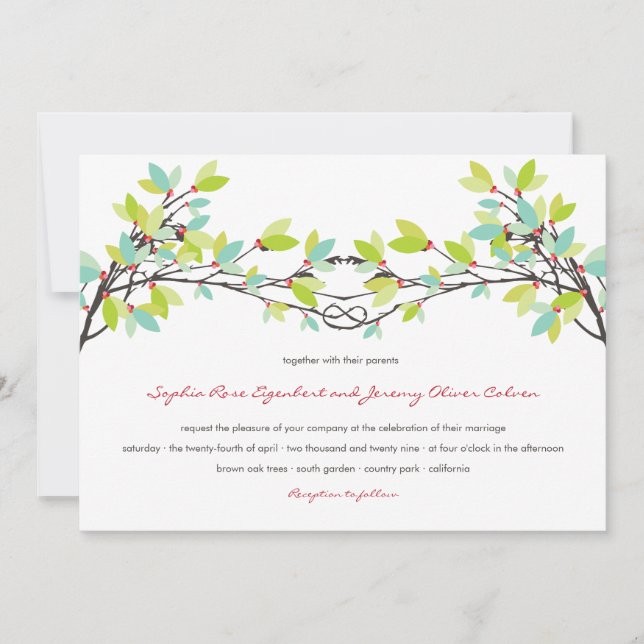 Frühjahrsszension der Liebe "Fresh Green Knotted T Einladung (Vorderseite)