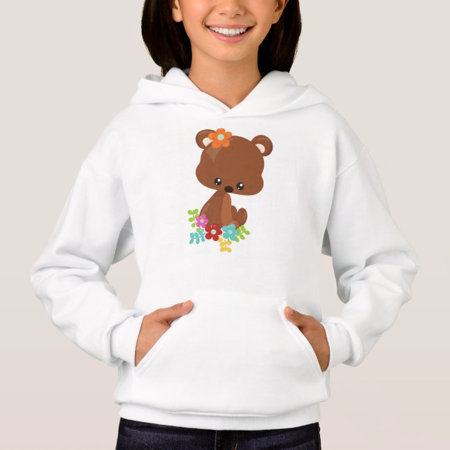 Frühjahrstiere, Niedlicher Bär, kleiner Bär, Blume Hoodie (Vorderseite)