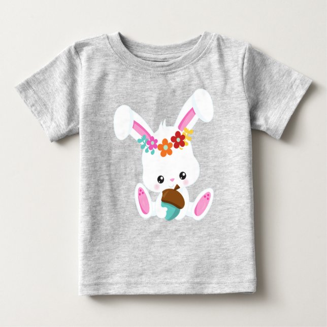 Frühjahrstiere, Niedlicher Hase, kleiner Hase, Blu Baby T-shirt (Vorderseite)
