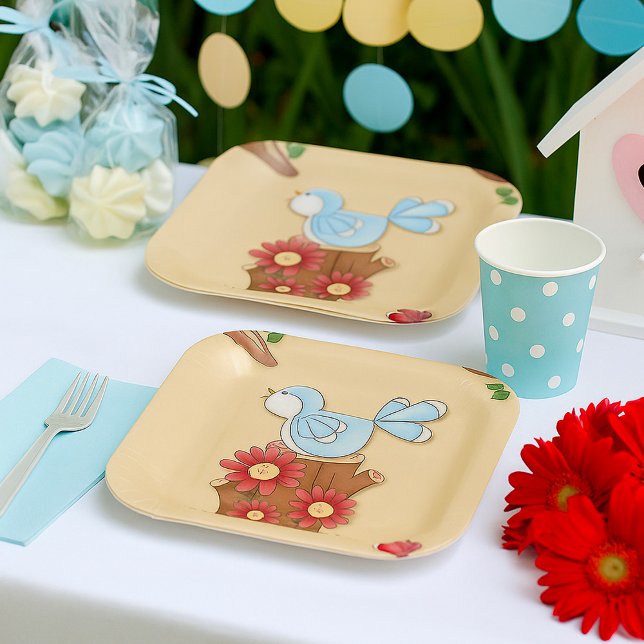 Frühjahrsvögel Pappteller (Von Creator hochgeladen)