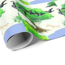 Frühjahrswald mit Vögeln und Eichhörnchen - Natur Geschenkpapier